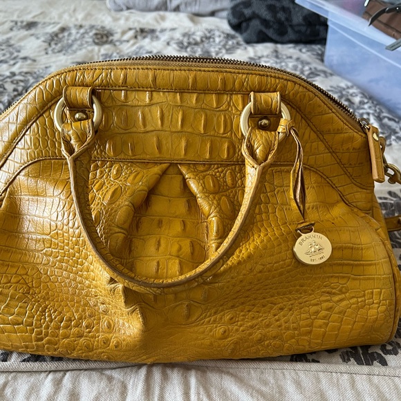 Brahmin Louise Mustard Croc-Embossed Satchel - Picture 2 of 7